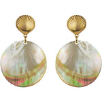 Island Beauty Mother Of Pearl Shell Pierced Earrings (Goldtone)