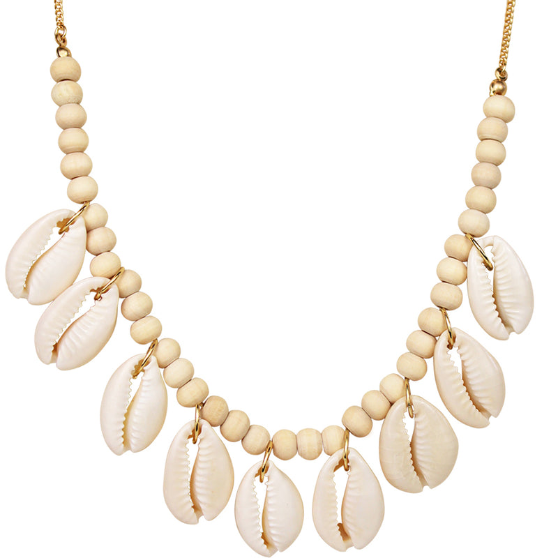 Tropical Dreams Cowrie Shell Necklace (Goldtone)