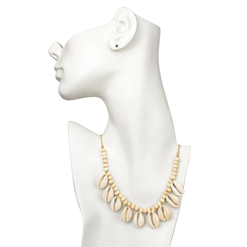 Tropical Dreams Cowrie Shell Necklace (Goldtone)