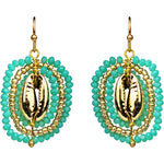 Tropical Getaway Cowrie French Wire Earrings (Goldtone)
