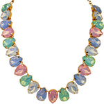 Teardrop Treasures Necklace Pierced Earrings Set (Goldtone/Multi Mystical Pastel)