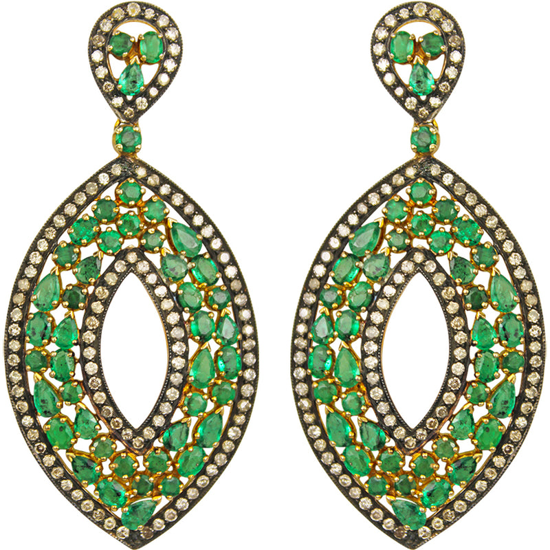 Queen of the Nile Emerald and Diamond Earrings