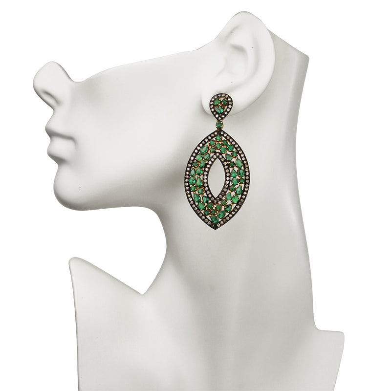 Queen of the Nile Emerald and Diamond Earrings
