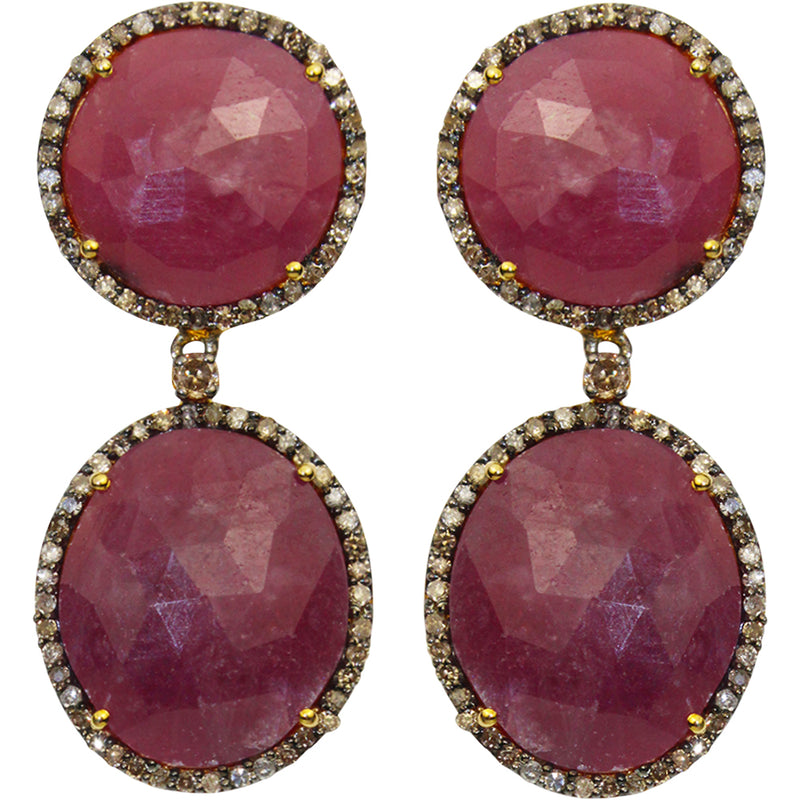 Ruby and Diamond Goddess Earring