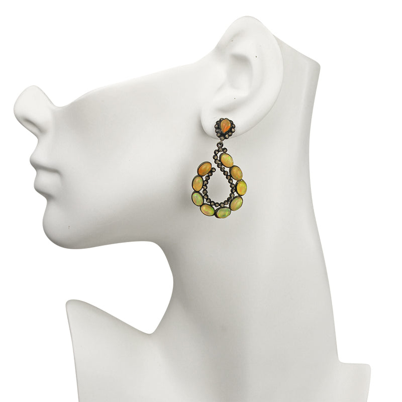 Mystical Opal and Diamond Earrings