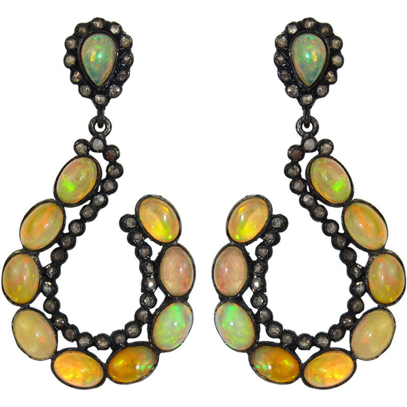 Mystical Opal and Diamond Earrings