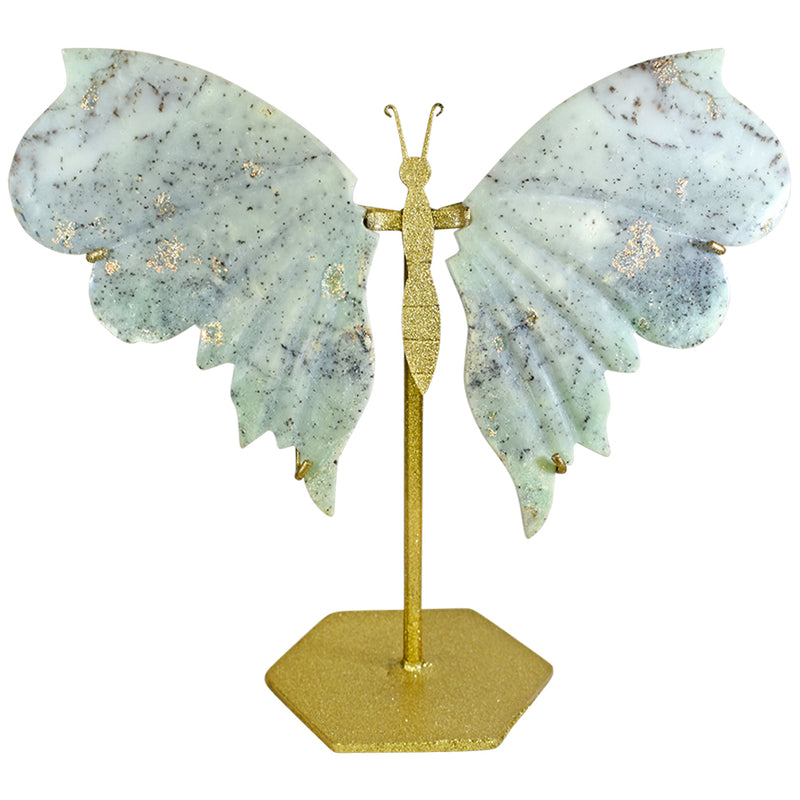 Precious Crystal Butterfly Wings with Stand (Chrysophrase)