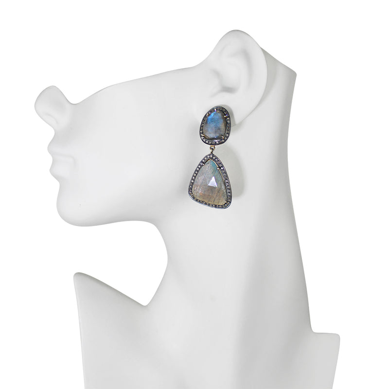 Labradorite Diamond Dream Pierced Earrings