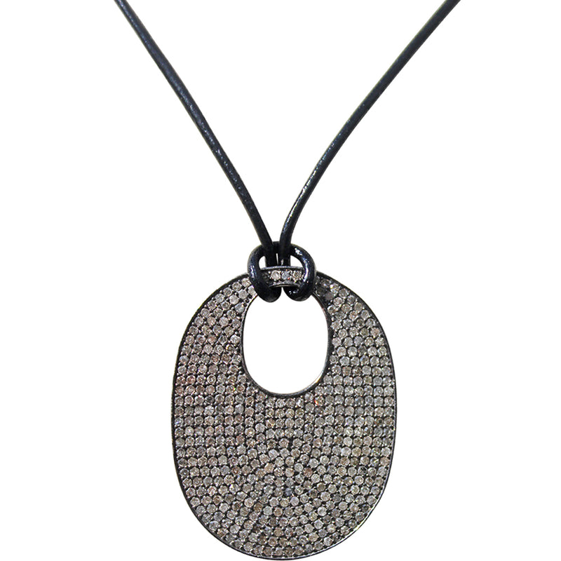 Divine Diamond Sparkle Adjustable Leather Necklace