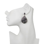 Goddess Teardrop Blue and White Diamond Pierced Earrings