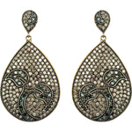 Goddess Teardrop Blue and White Diamond Pierced Earrings