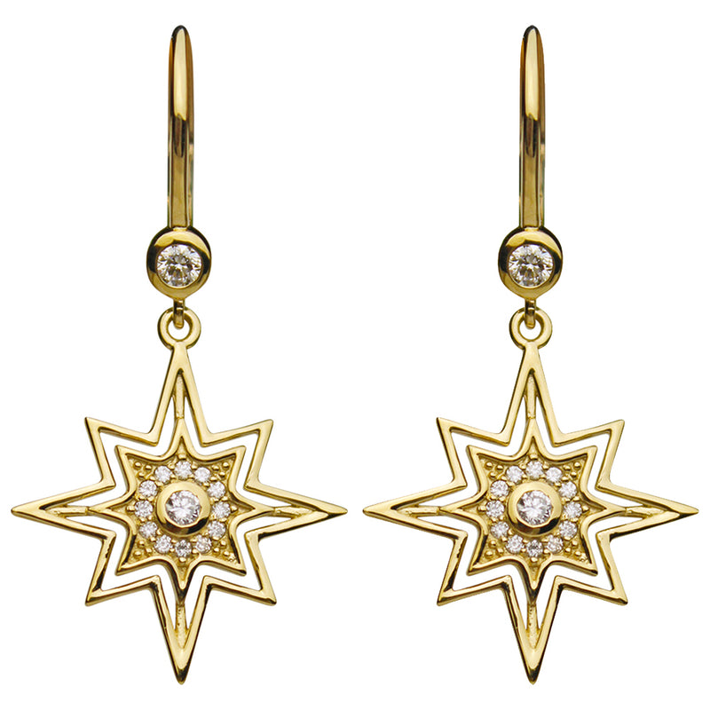 Stardust Diamond Petite Guiding Light Leverback Earrings (14k Gold Plated)