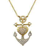 Stardust Diamond Hope, Love, Faith, Family & Friends Anchor Necklace (14K Gold Plated)