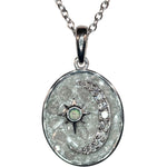 Petite Stardust Diamond Love Never Dies Oval Pendant Necklace (Platinum)
