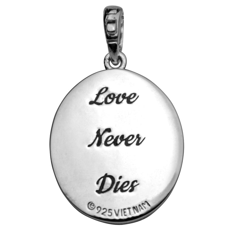 Petite Stardust Diamond Love Never Dies Oval Pendant Necklace (Platinum)