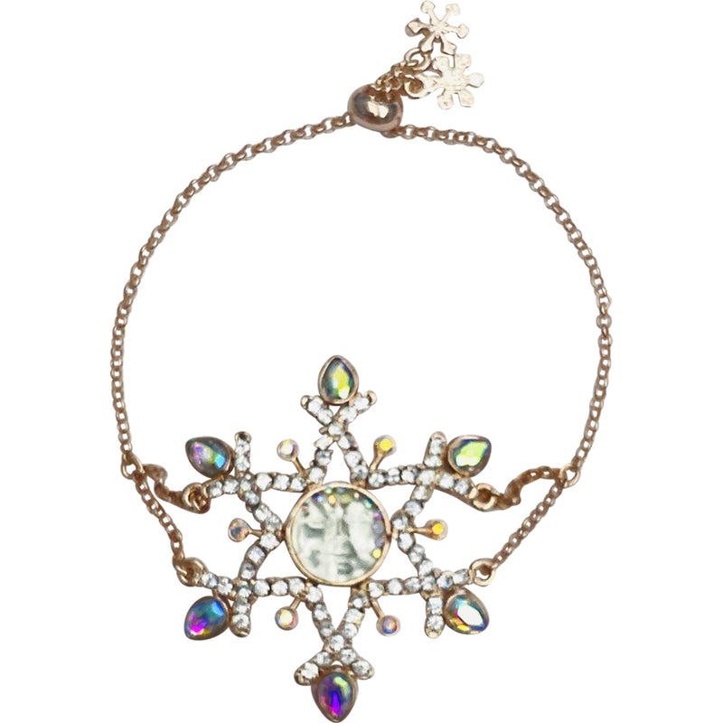 "One Of A Kind" Couture Snow Flurries Goddess Seaview Moon Pull Bracelet (Rose Goldtone)