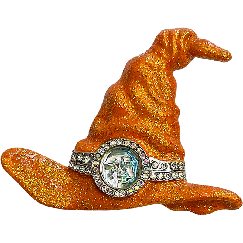 Bewitching Seaview Water Moon Witch Hat Pin Pendant (Silvertone)