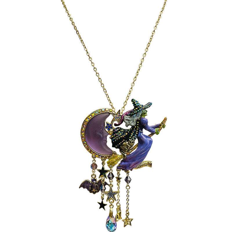 "One Of A Kind" Seaview Moon Shadow Witch Of The West Necklace (Goldtone)