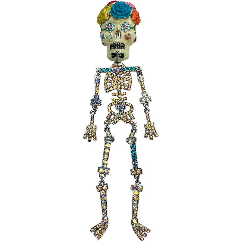 "One Of A Kind" Sugar Skull Skeleton Pin (Silver Ox)