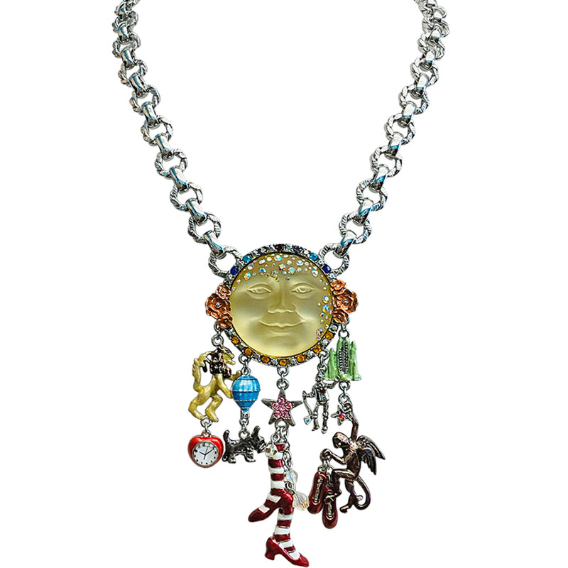 "One Of A Kind" Goddess Seaview Moon Land Of Oz Necklace (Silvertone)
