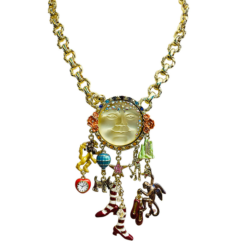 "One OF A Kind" Goddess Seaview Moon Land Of Oz Necklace (Goldtone)