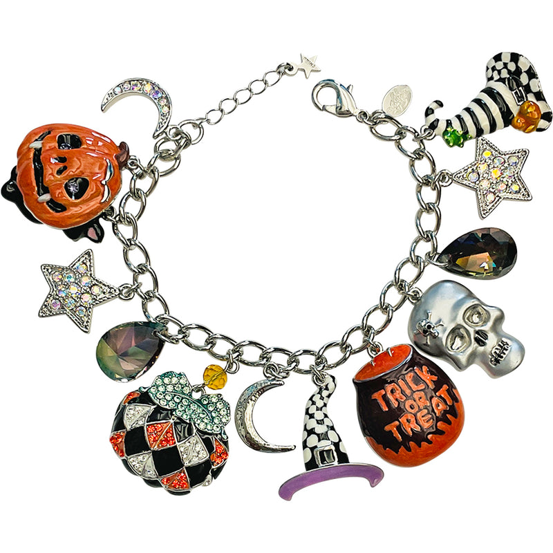 "One Of A Kind" Trick Or Treat Halloween Charm Bracelet (Silvertone)