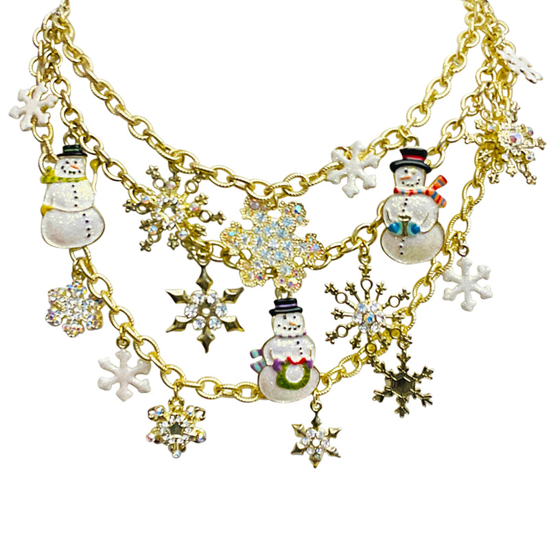 "One Of A Kind" Snow Furries Frosty Coutre Charm Necklace (Goldtone)