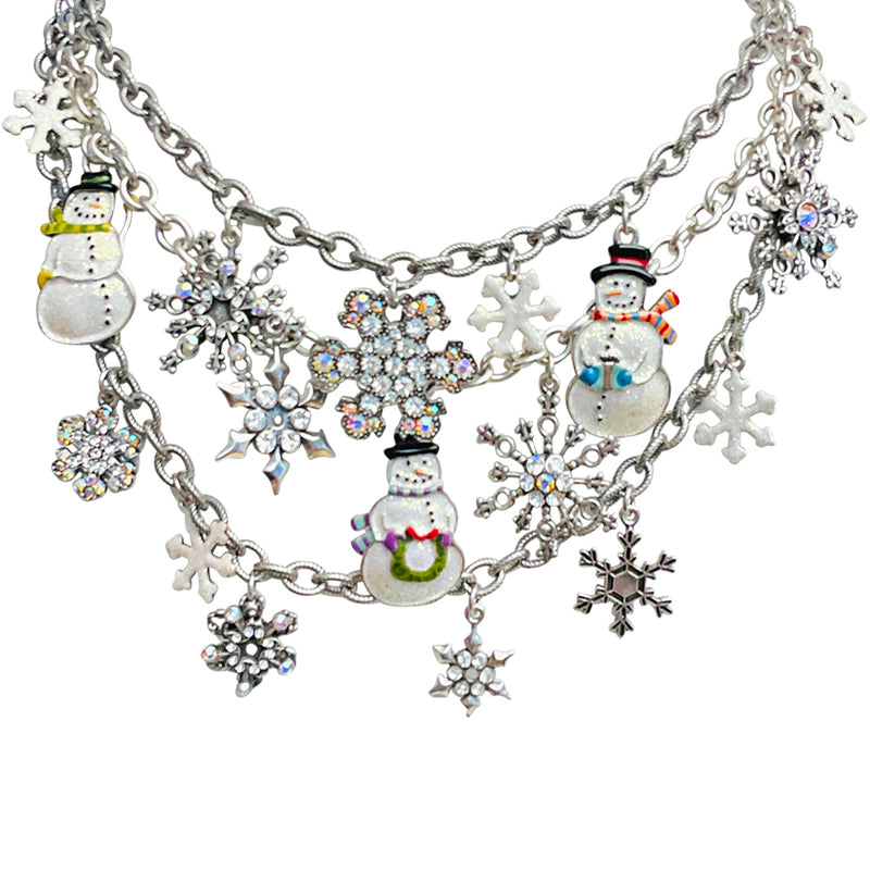 "One Of A Kind" Snow Furries Frosty Coutre Charm Necklace (Silvertone)