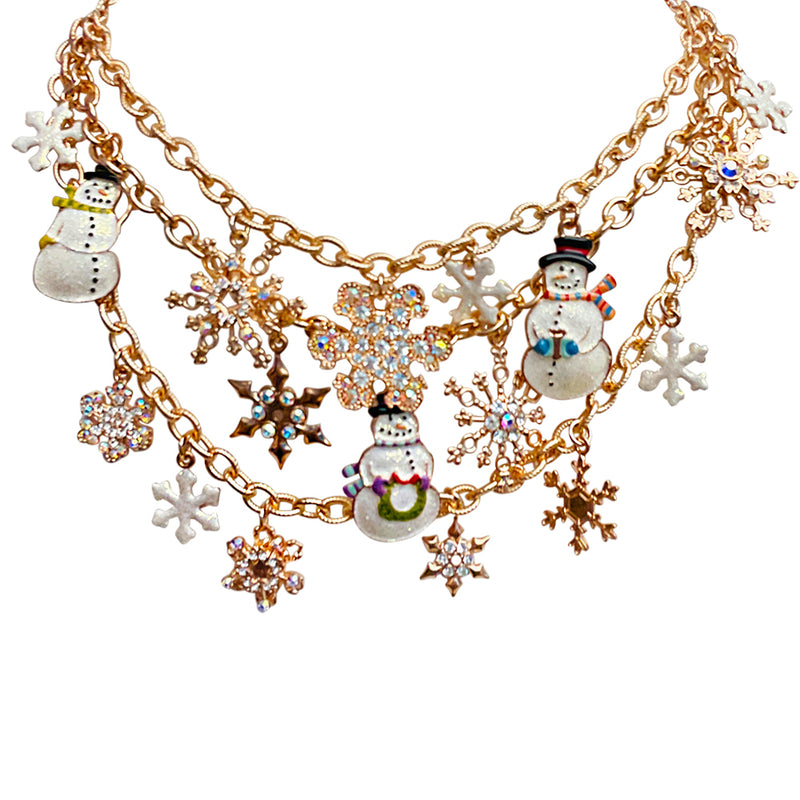 "One Of A Kind" Snow Furries Frosty Coutre Charm Necklace (Rose Goldtone)