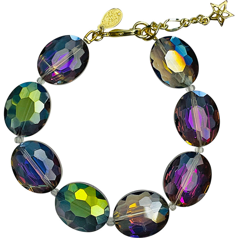 "One Of A Kind" Empress Oval Chain Bracelet (Goldtone/Purple Iridis)