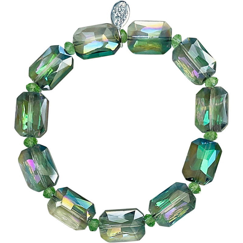 "One Of A Kind" Diva Darling Emerald cut Stretch Bracelet (Silvertone)