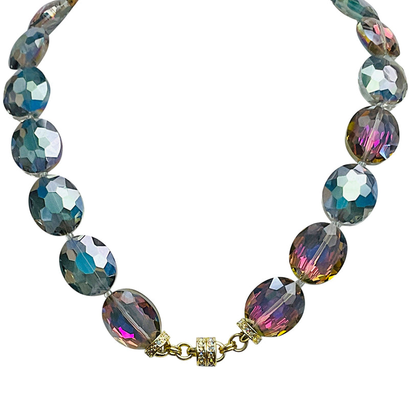 "One Of A Kind" Empress Oval Magnetic Interchangeable Necklace (Goldtone/Purple Iridis)