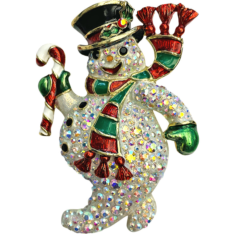 "One Of A Kind" Holly Jolly Snowman Pin Pendant (Goldtone)
