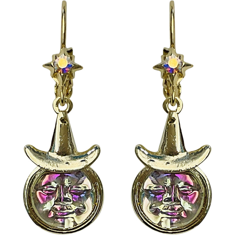 "One Of A Kind" Seaview Water Moon Witch Leverback Earrings (Godltone)