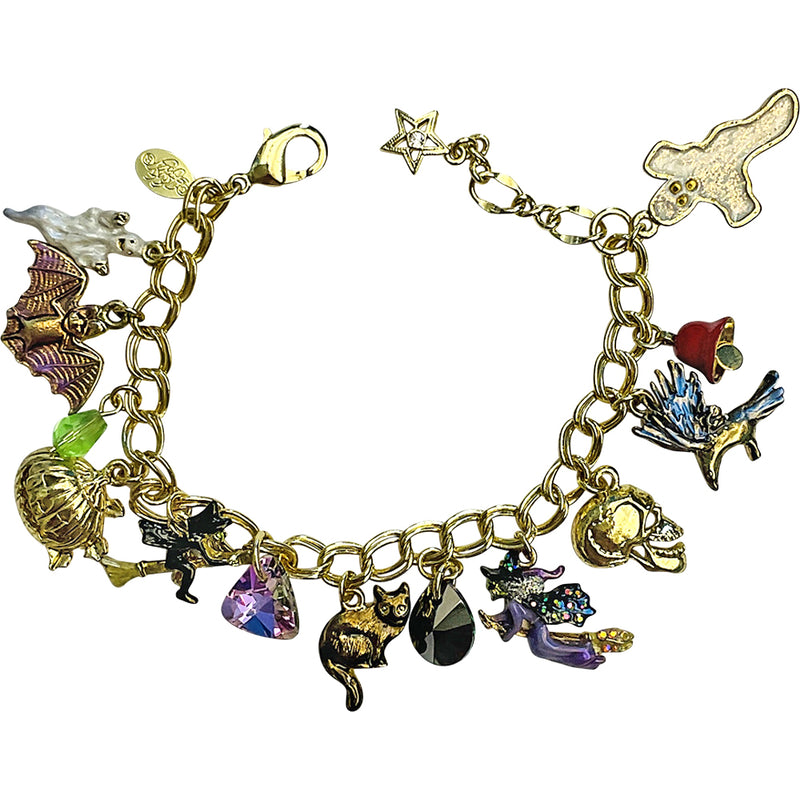 "One Of A Kind" Haunted Halloween Charm Bracelet (Goldtone)