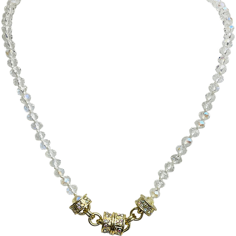 "One Of A Kind" Crystal Beaded Magnetic  Interchanageable Necklace (Goldtone)