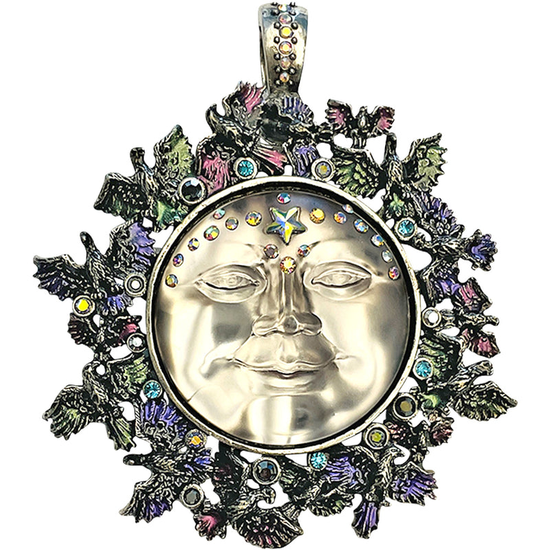 "One Of A Kind" Venus Seaview Moon Murder Of Crows Foldover Pendant (Silver Ox)