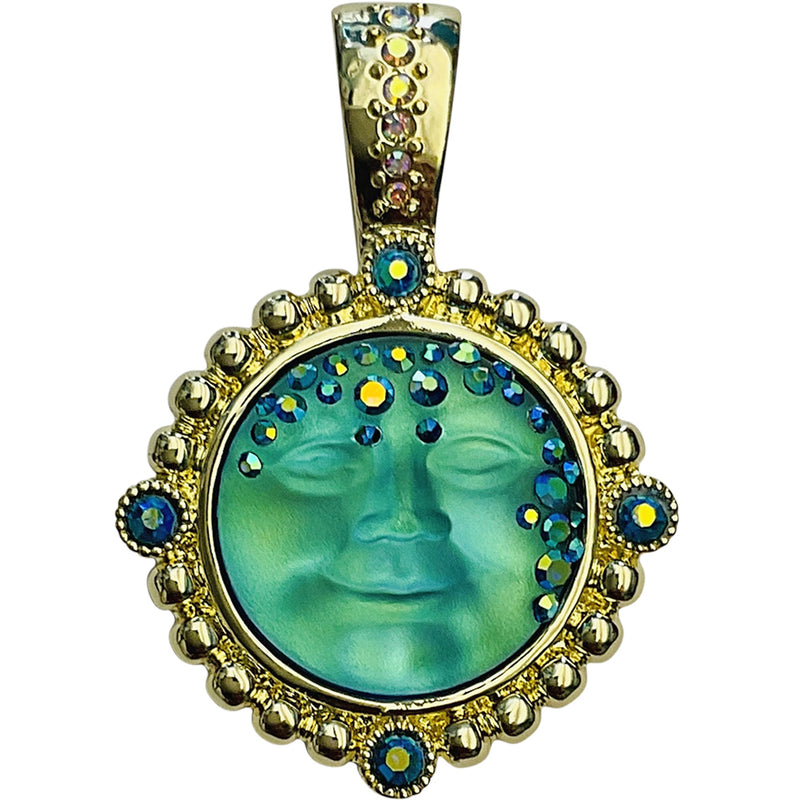 Mystic Goddess Seaview Moon 18mm Foldover Penant (Goldtone)