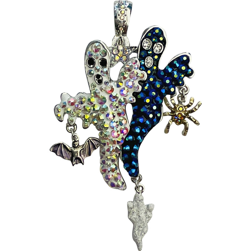"One Of A Kind" Ghostly Gathering Foldover Pendant (Silvertone)