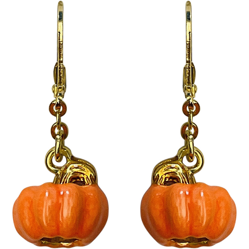 "One Of A Kind" Perfect Pumpkin Leverback Earrings (Goldtone)
