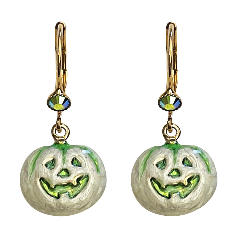 "One Of A Kind" Jack O' Lantern Leverback Earrings (Goldtone)
