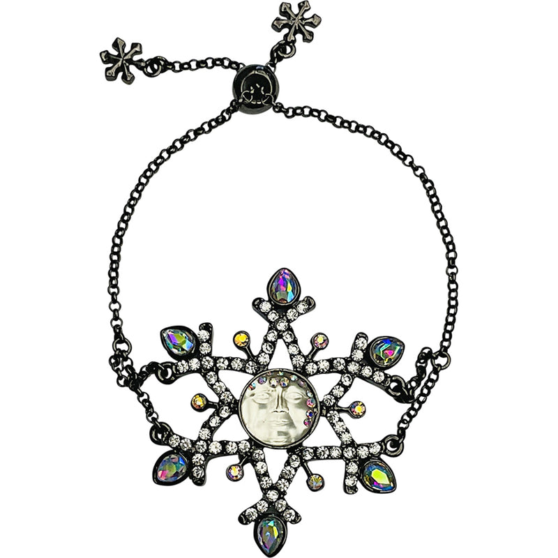"One Of A Kind" Couture Snow Flurries Goddess Seaview Moon Pull Bracelet (Hematite)