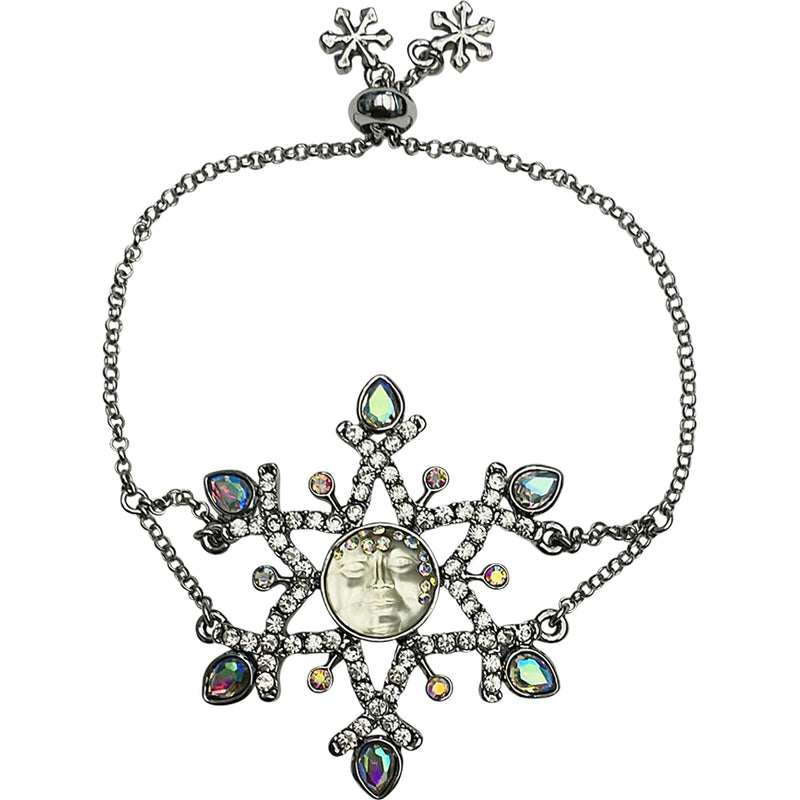 "One Of A Kind" Couture Snow Flurries Goddess Seaview Moon Pull Bracelet (Silver Ox)