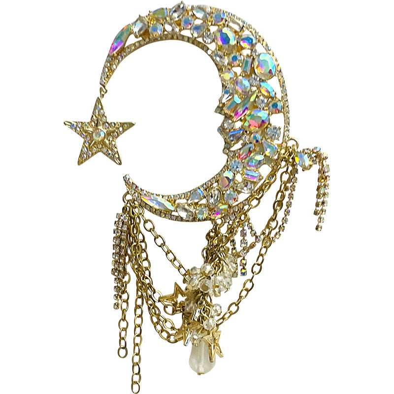 Limited Edition Couture Crystal Moon Dance Pin Pendant (Goldtone)