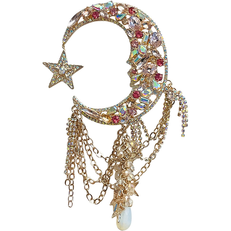 Limited Edition Couture Crystal Moon Dance Pin Pendant (Goldtone/Pixie Pink)