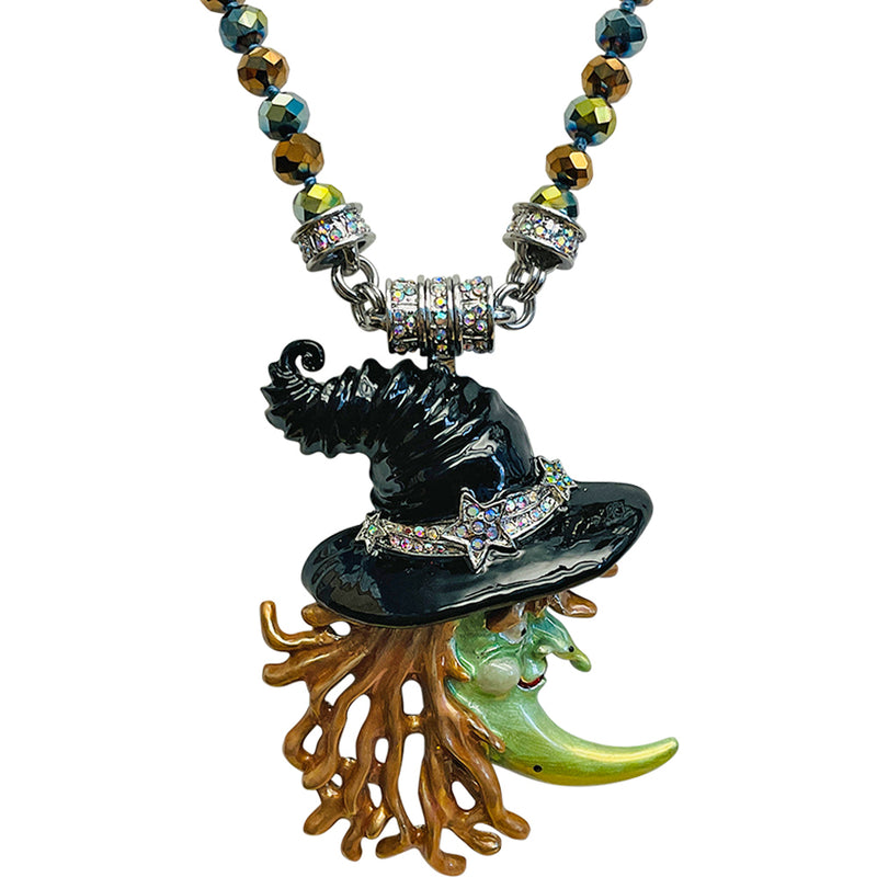 Witchcraft Moon Magnetic Enhancer With Beaded Necklace (Silvertone)