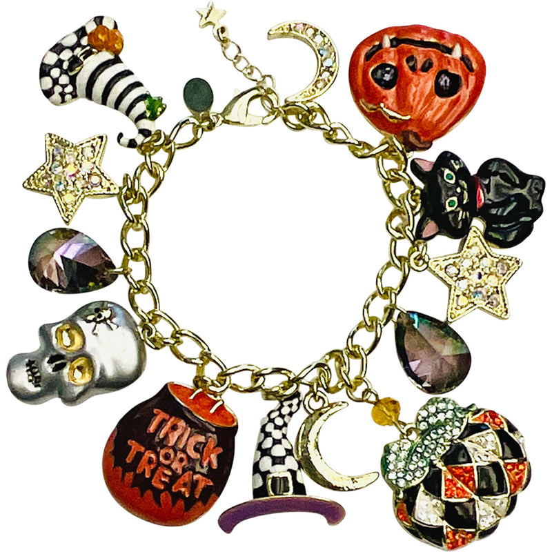 Trick Or Treat Halolween Charm Bracelet (Goldtone)