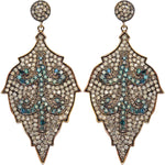 Lucious Leaf White and Blue Diamond Earrings