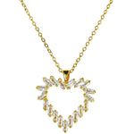 Crystal CZ Devotion Heart Necklace (Goldtone)