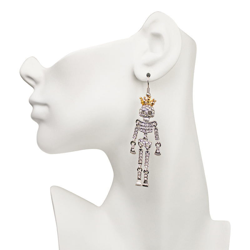 Skeleton Queen French Wire Earrings (Silvertone)